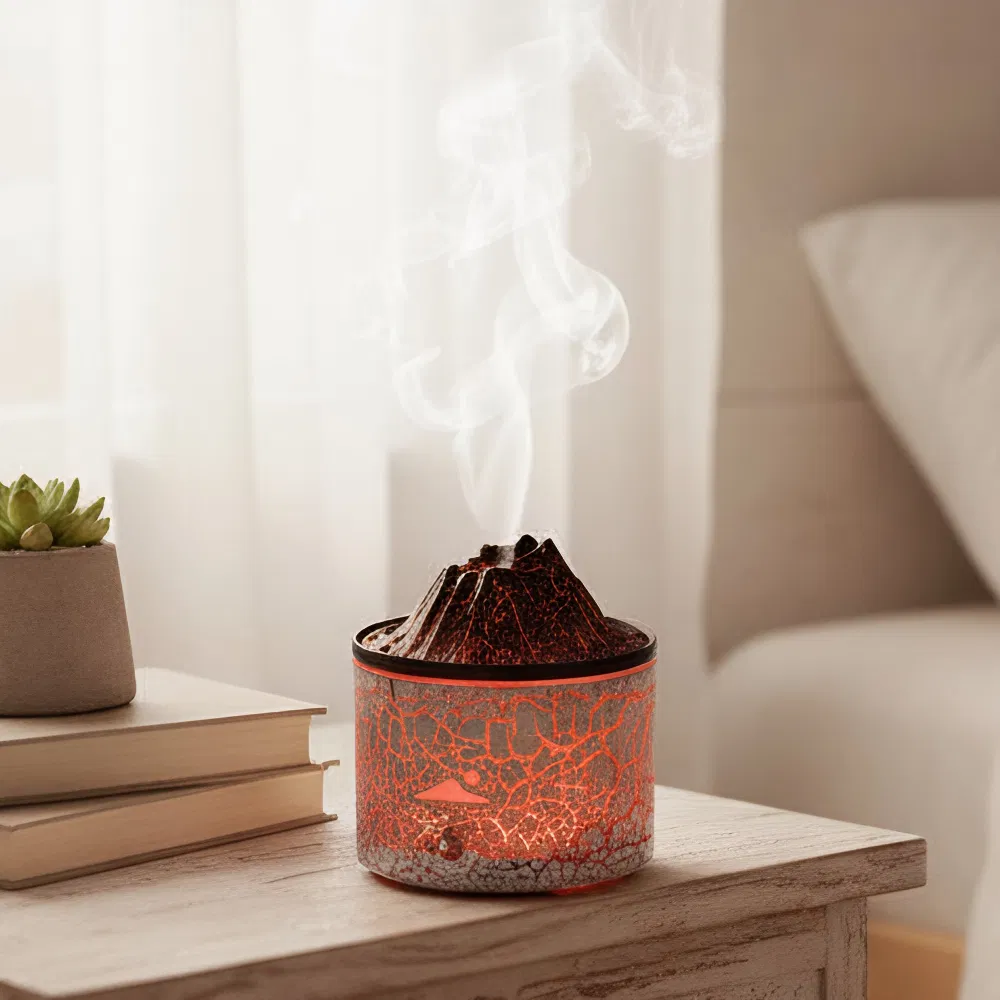 2024 New 180ml Mini Flame Volcano Aroma Ultrasonic Cool Mist Jellyfish Diffuser
