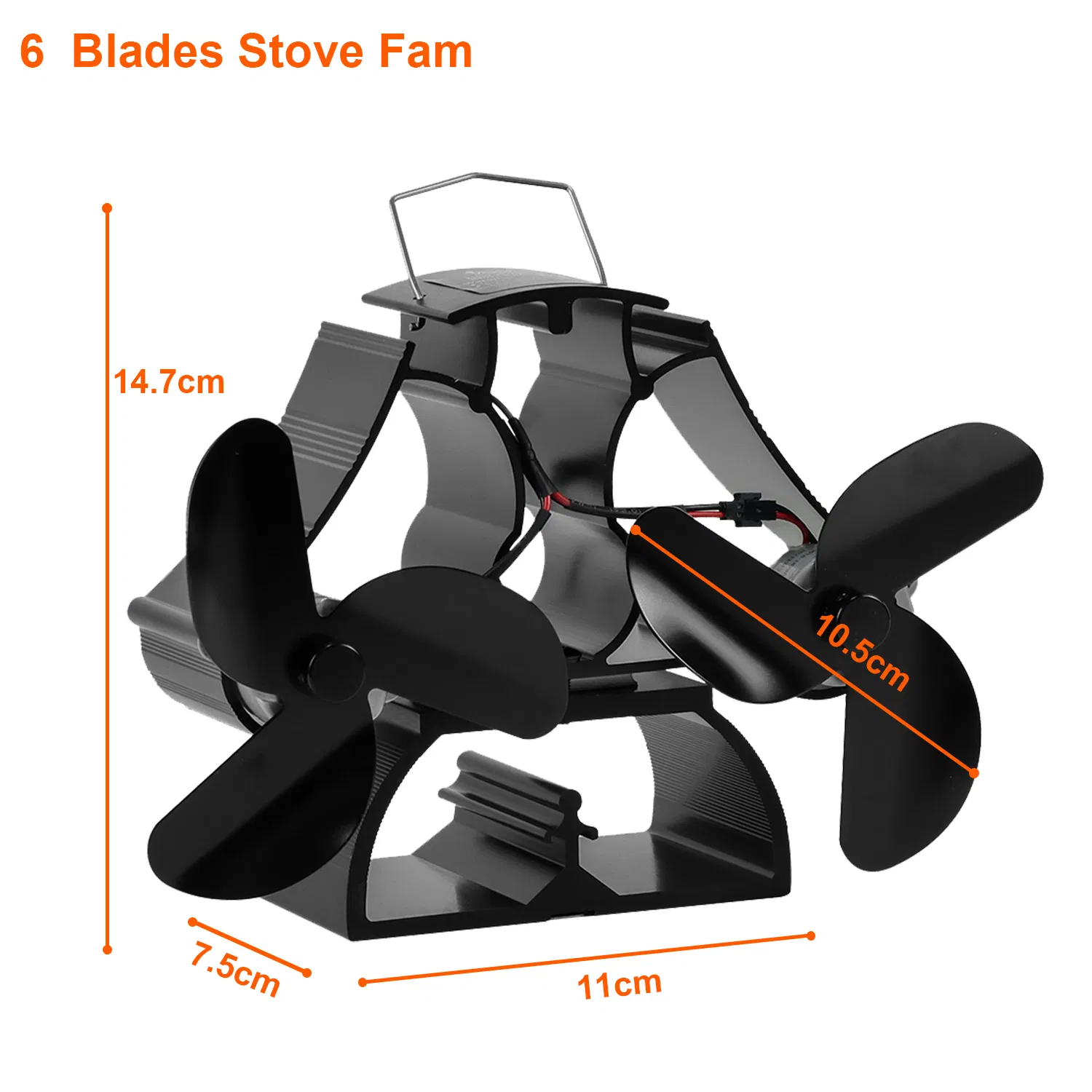 Dual Motor Thermal Heat Activated 8 Blade Double Log Burner Fireplace Stove Fan