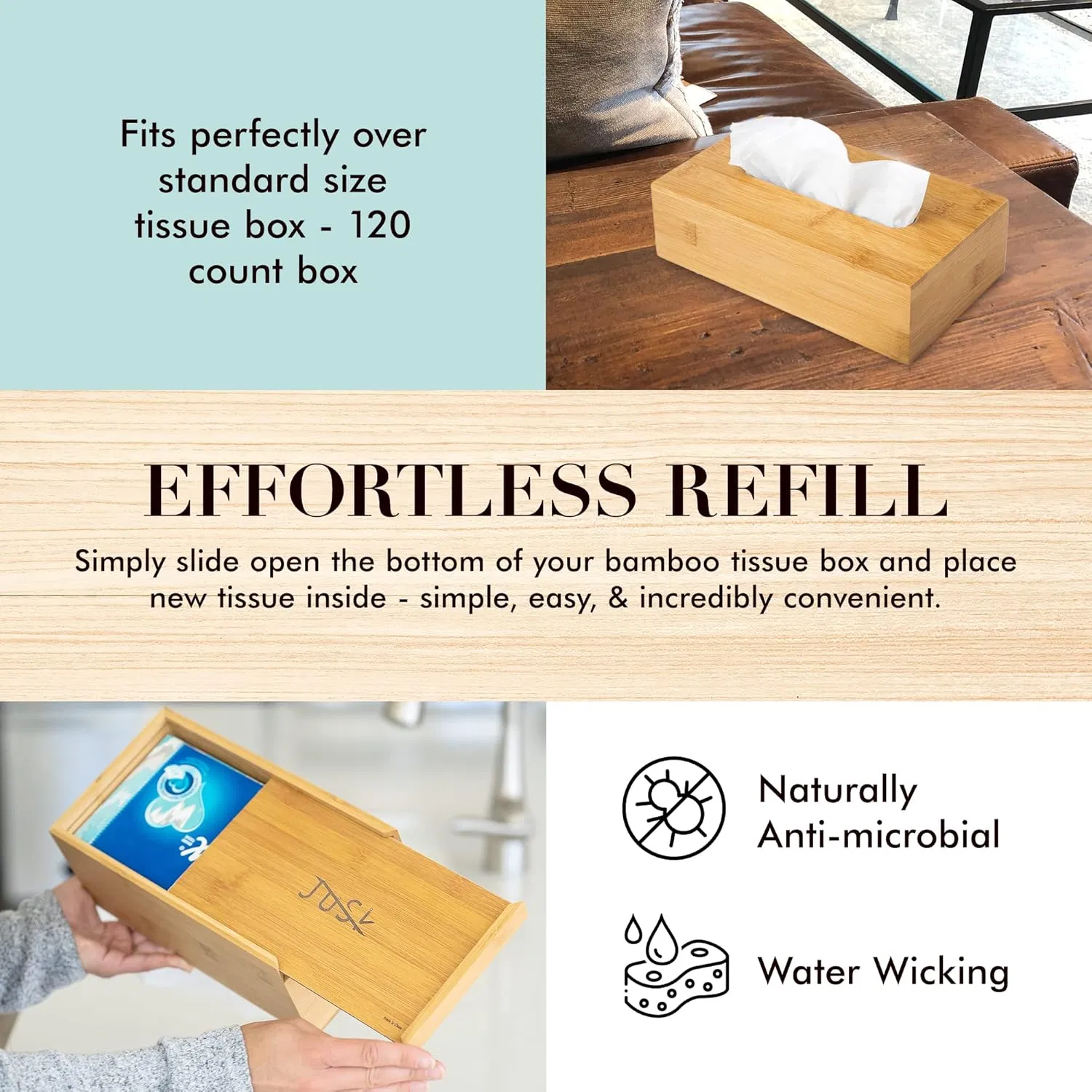 Bamboo Made Household Simple and Suitable for Bedrooms, Living Rooms, Kitchens, Washbasins, and Paper Boxes