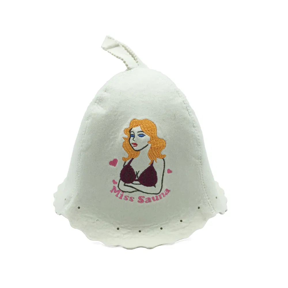 New Arrival Anti Heat Bath Head Sheep Wool Felt Sauna Hat Russian Sauna Hat with Hang Loop