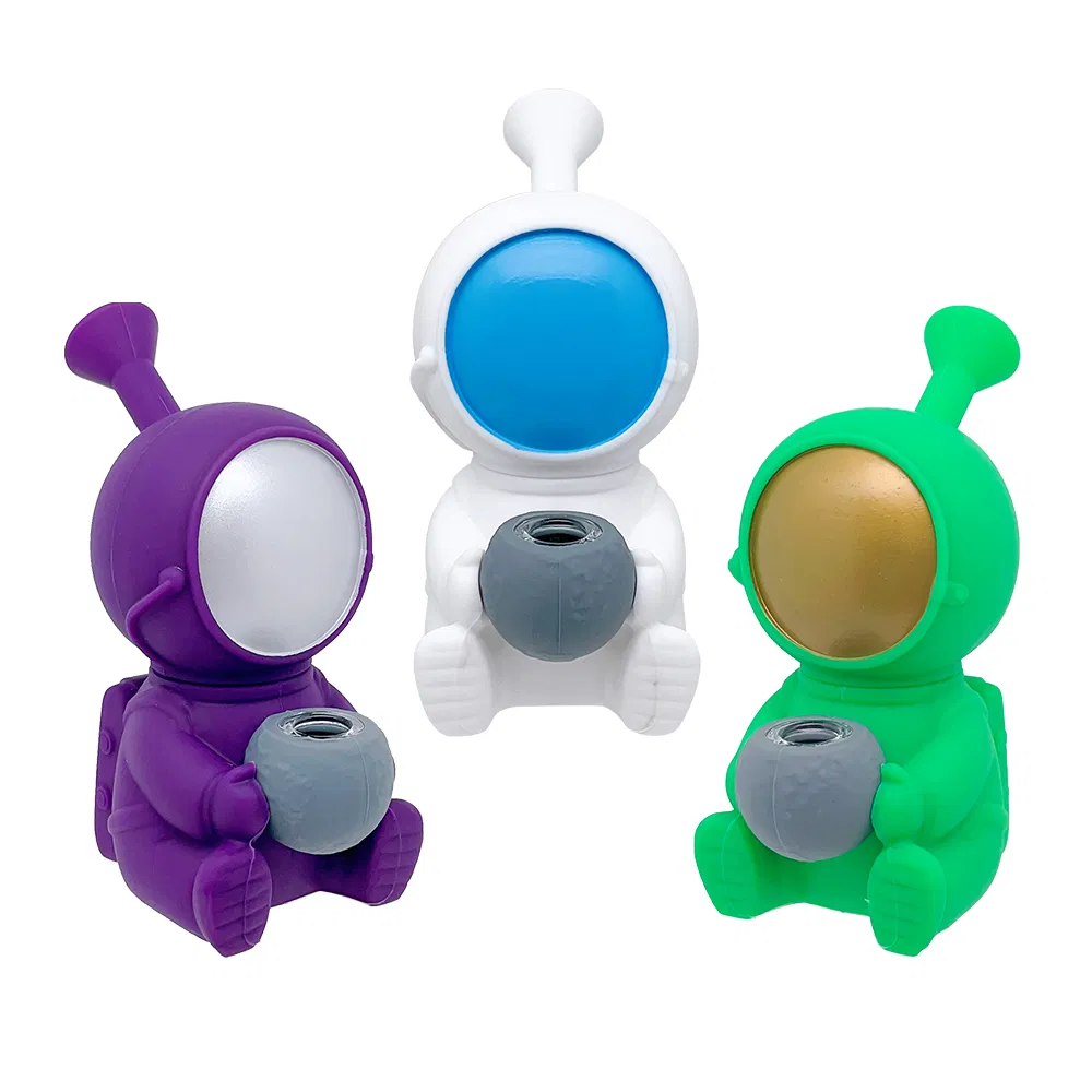 6.0inches Spaceman Silicone Water Pipe with Glass Bowl Silicone DAB Rigs
