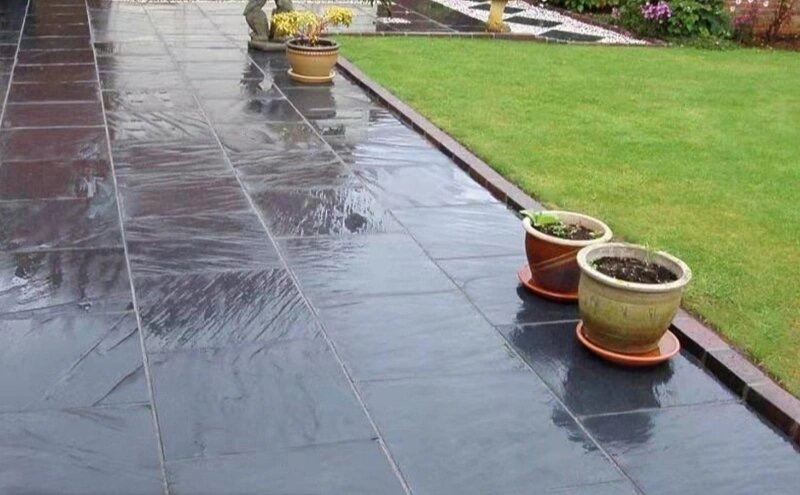 China Price Honed Surface Anti Slip Natural Black Slate for Landscaping Floor Pavers