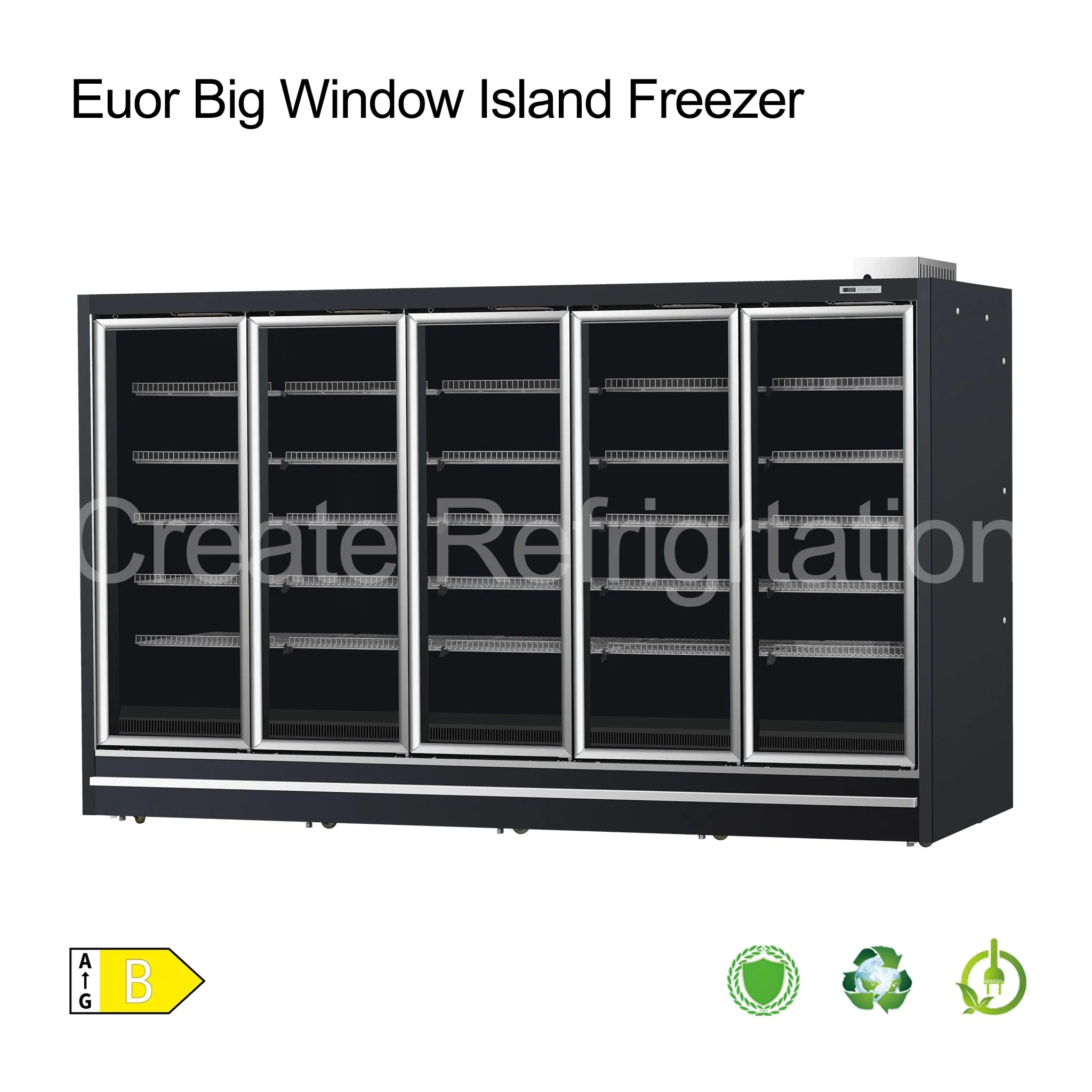 Commercial Upright Double Glass Doors Remote Cold Coke Display Freezer Fridge