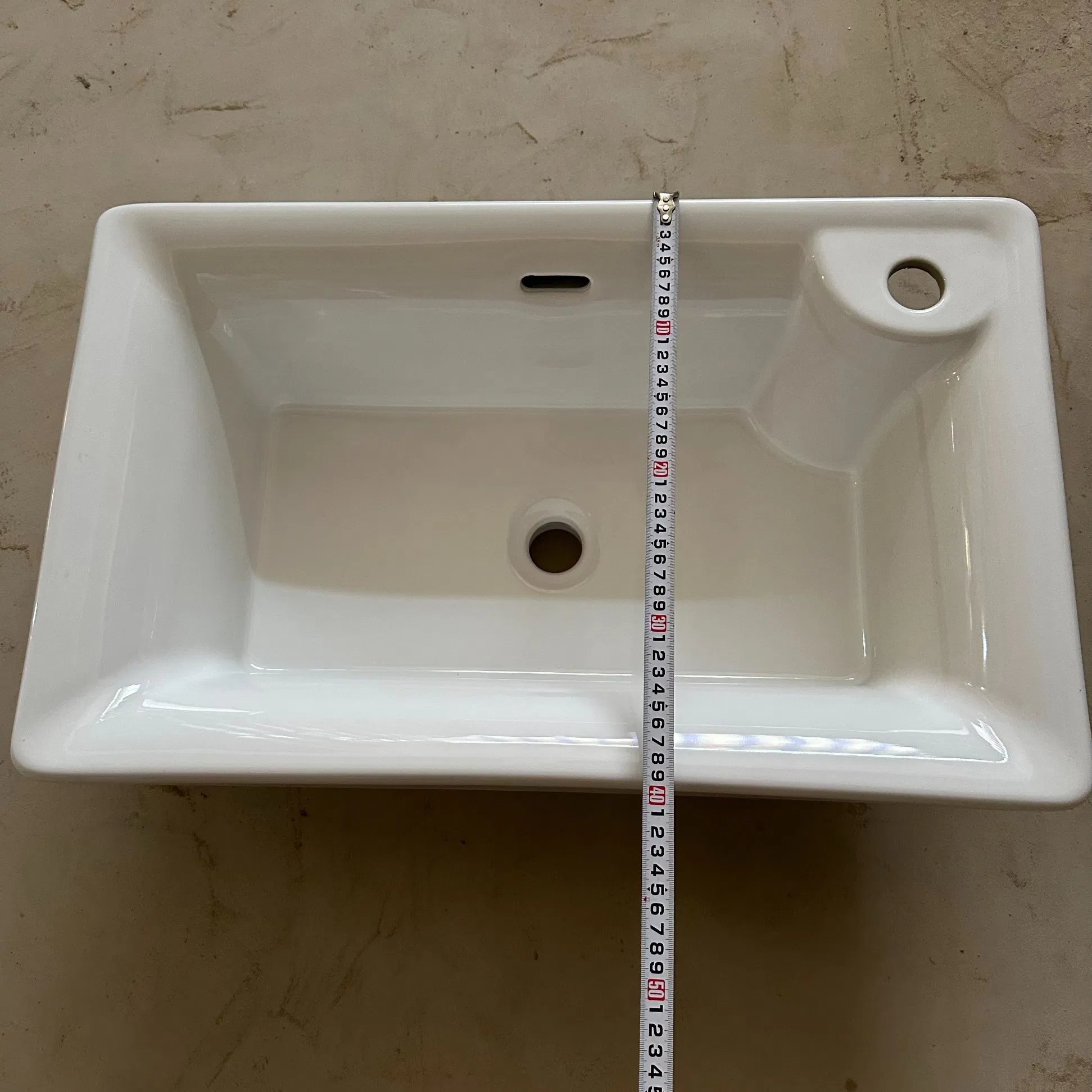 Ceramic Countertop Sink with Faucet Bathroom Washbasin, Half-Recessed Basin for Balcony