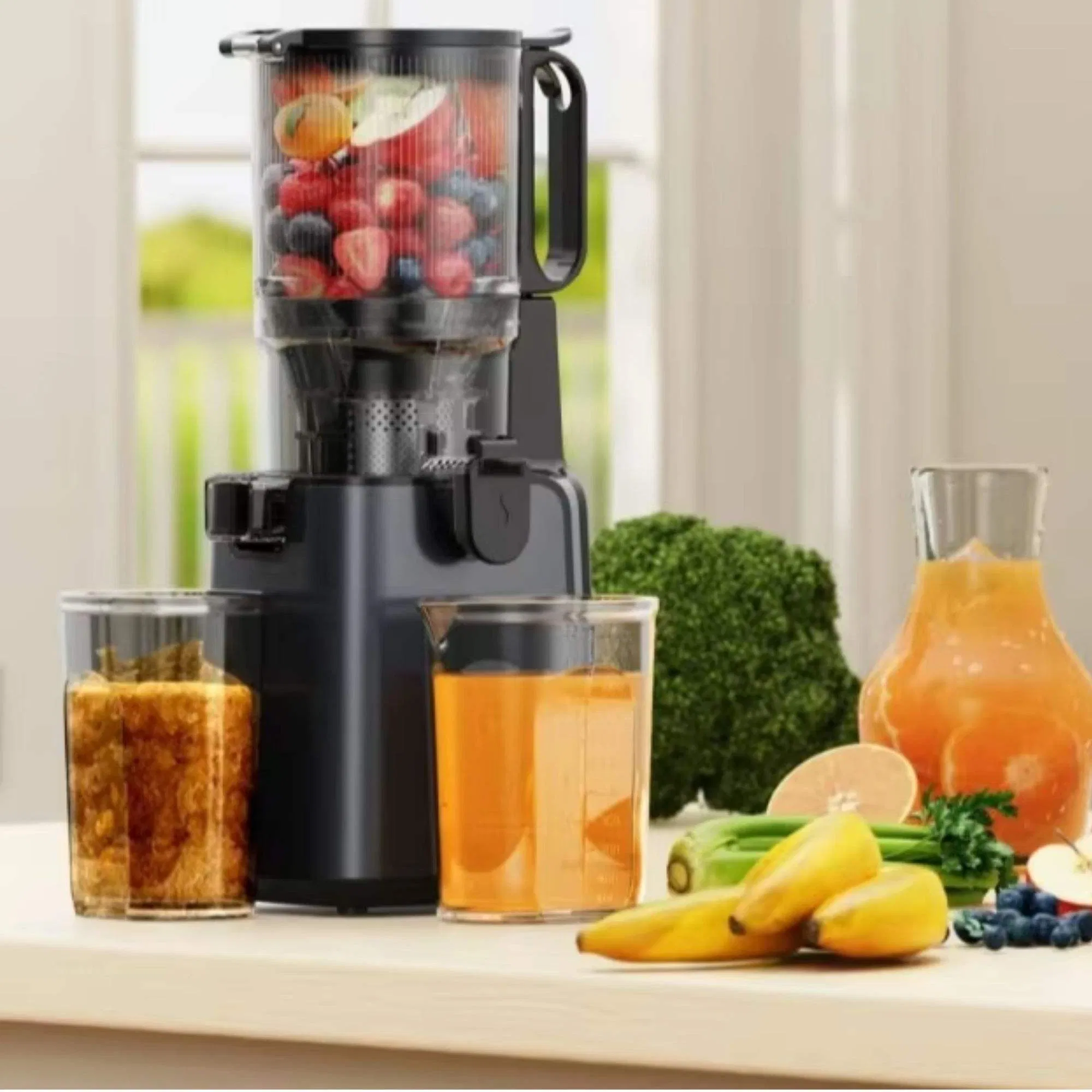 Gdor Extra Large Hopper Juicer Slow Masticating 5.12" Wide Feed Chute for Vegetable and Fruit Powerfulcold Press Juicer