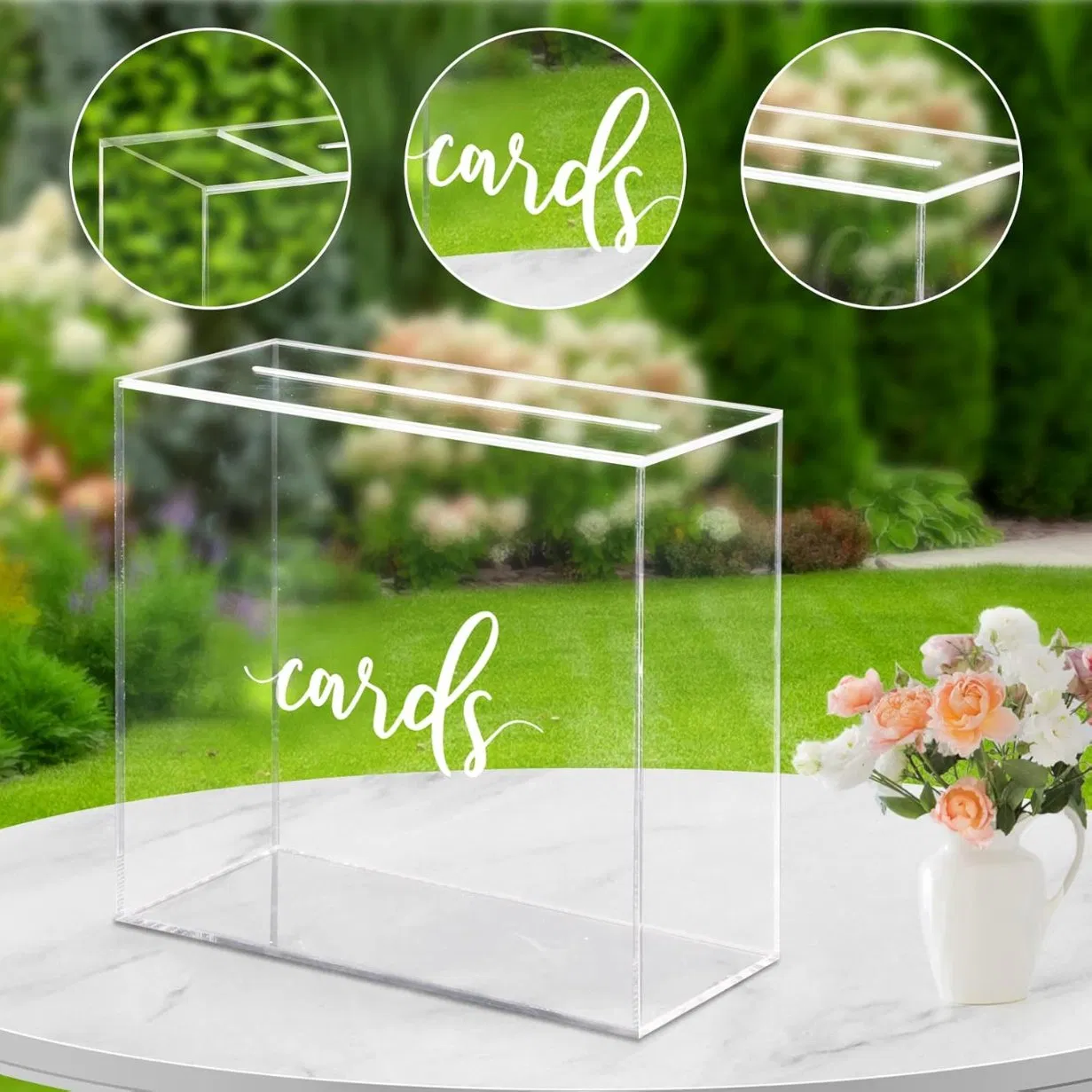 Elegant Custom Clear Acrylic Wedding Card Box for Receptions