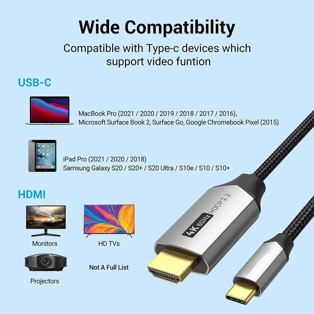 Dynamic Hdr Supported High Speed Audio Type C to HDMI Cable