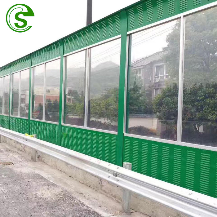 Outdoor Soundproofing Galvanized Steel Green PMMA Sound Noise Barrier for Cooling Tower