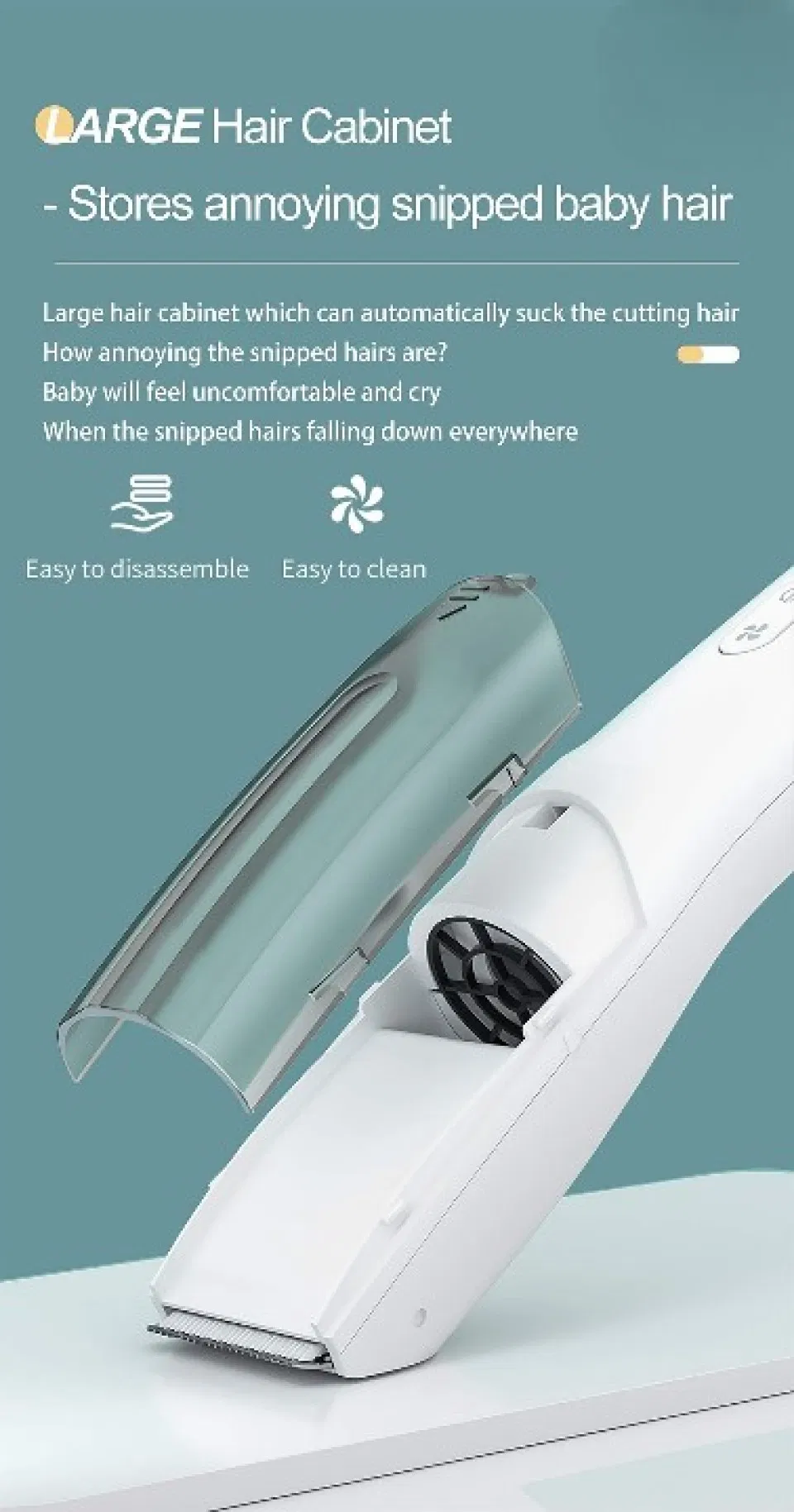 High Quality Baby Care Waterproof Hair Trimmer Vacuum Ultra Quiet Hair Clipper