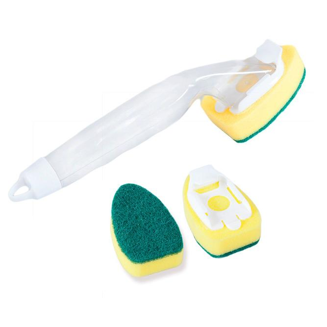 Щетка для мытья посуды с губкой, пластиковая