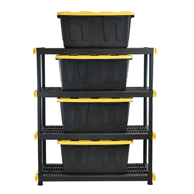 Стеллаж пластиковый 4-х секционный HD48 Heavy-Duty черный