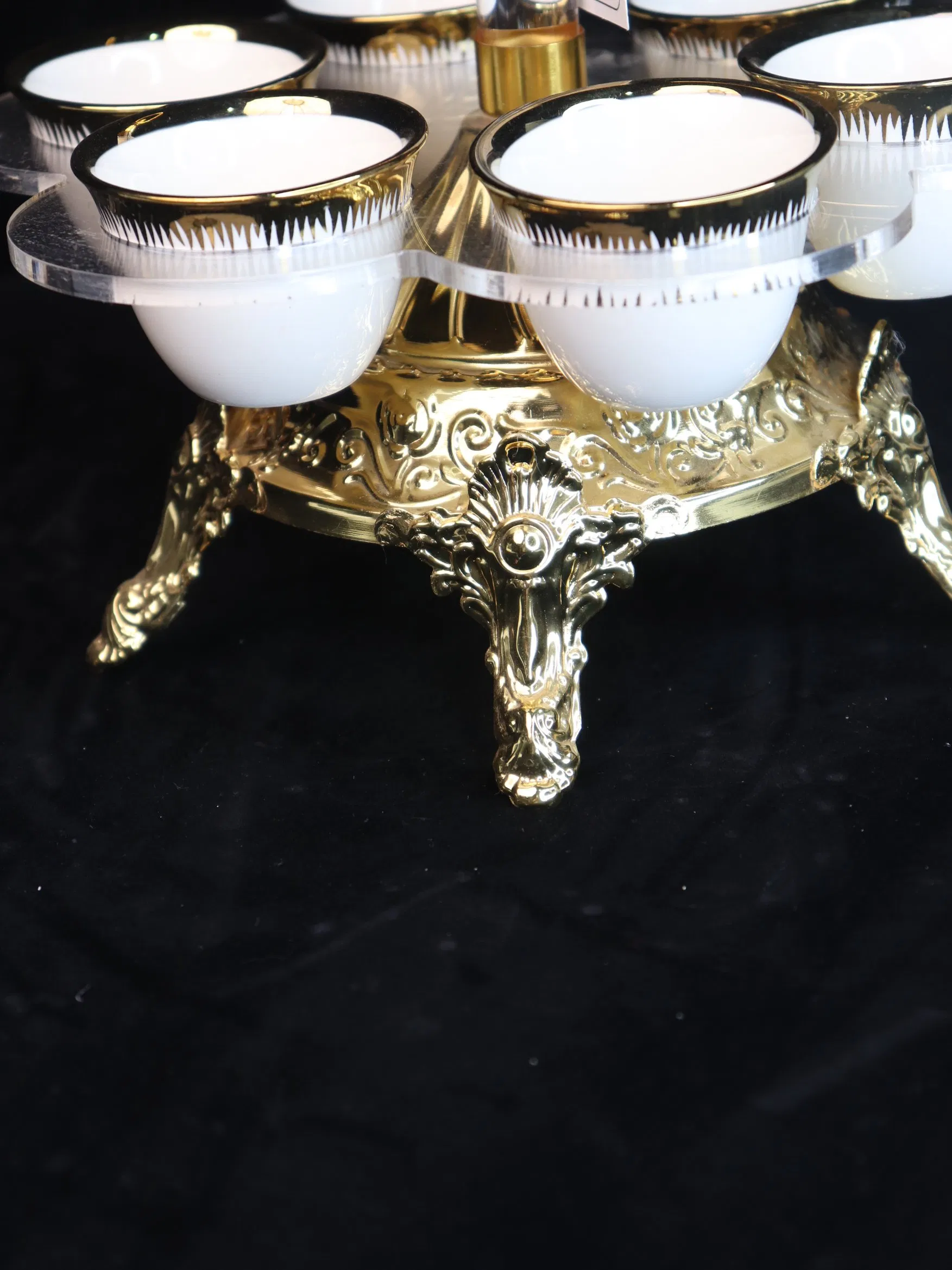 Household Gold-Plated Iron Frame, 6 Ceramic Tea Cup Decoration Sets