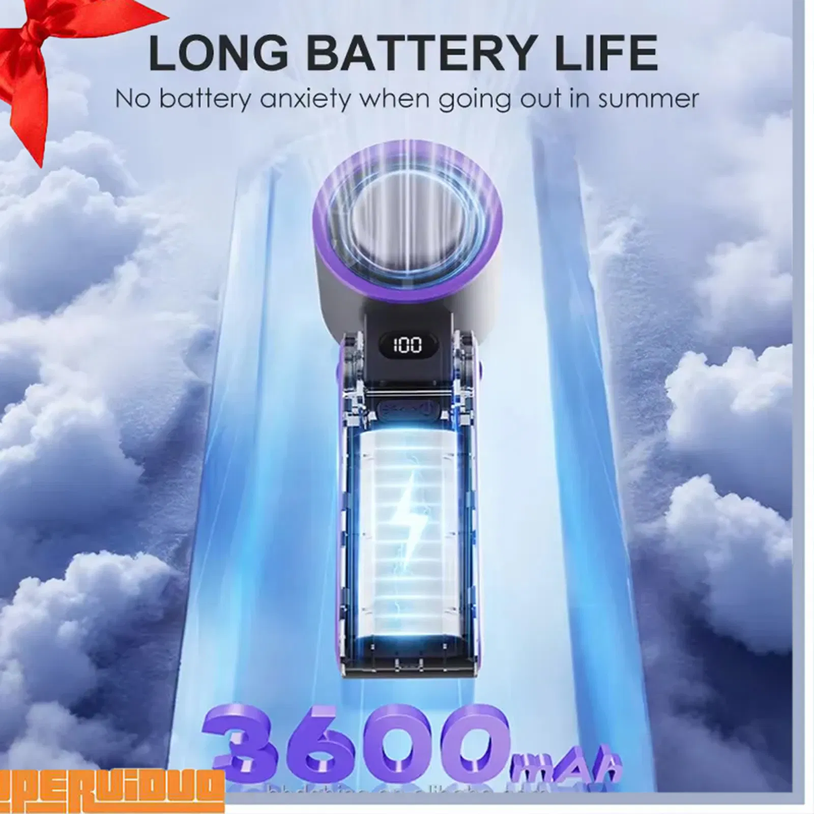 3600mAh Lightweight Multifunctional Handheld Fan USB Powered Foldable Portable Cooler for Travel Camping Office Outdoor Cooling Coolers