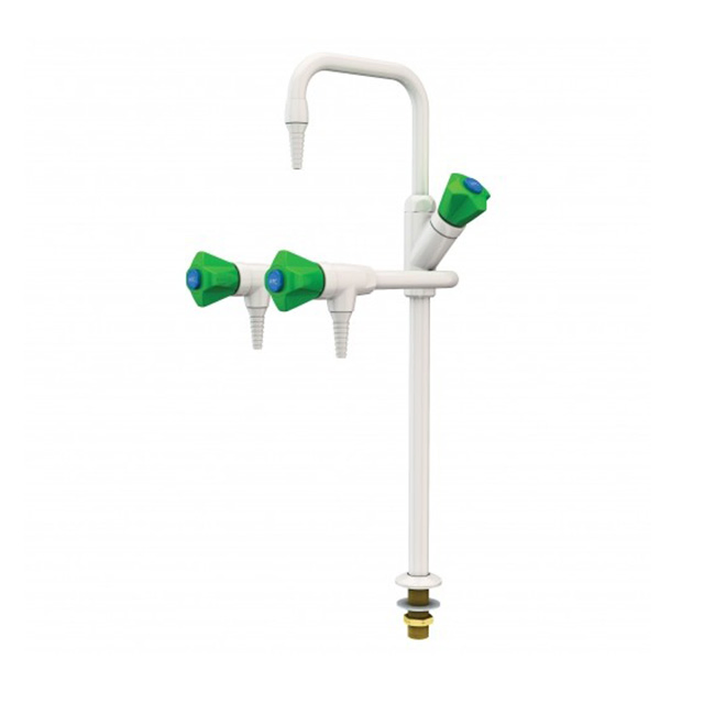 Hot and Cold Mixer Laboratory Water Tap Triple Mixing Faucet Deck Mounted Swing Gooseneck