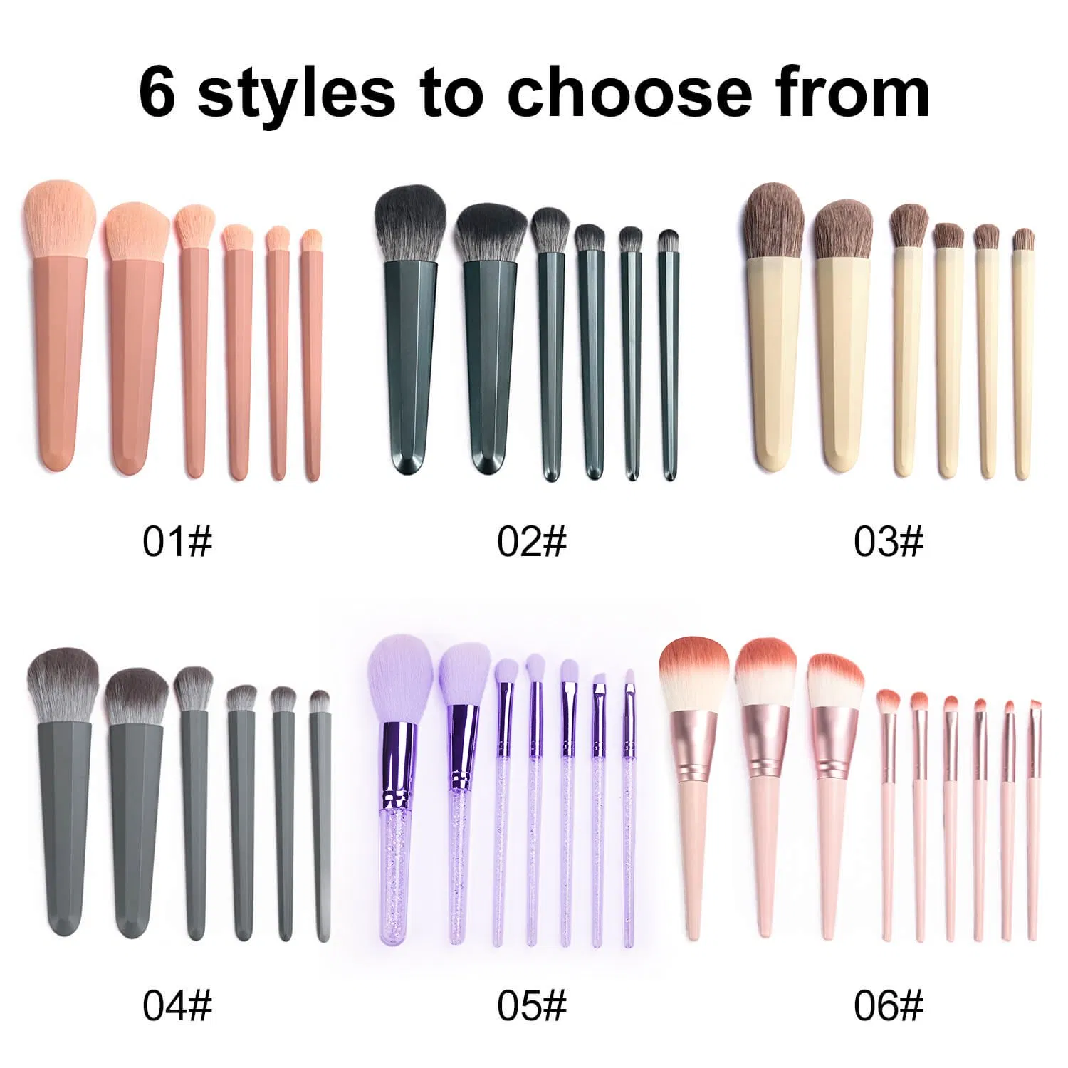 Professional 6PCS Cosmetic Wood Hand Makeup Brush Set