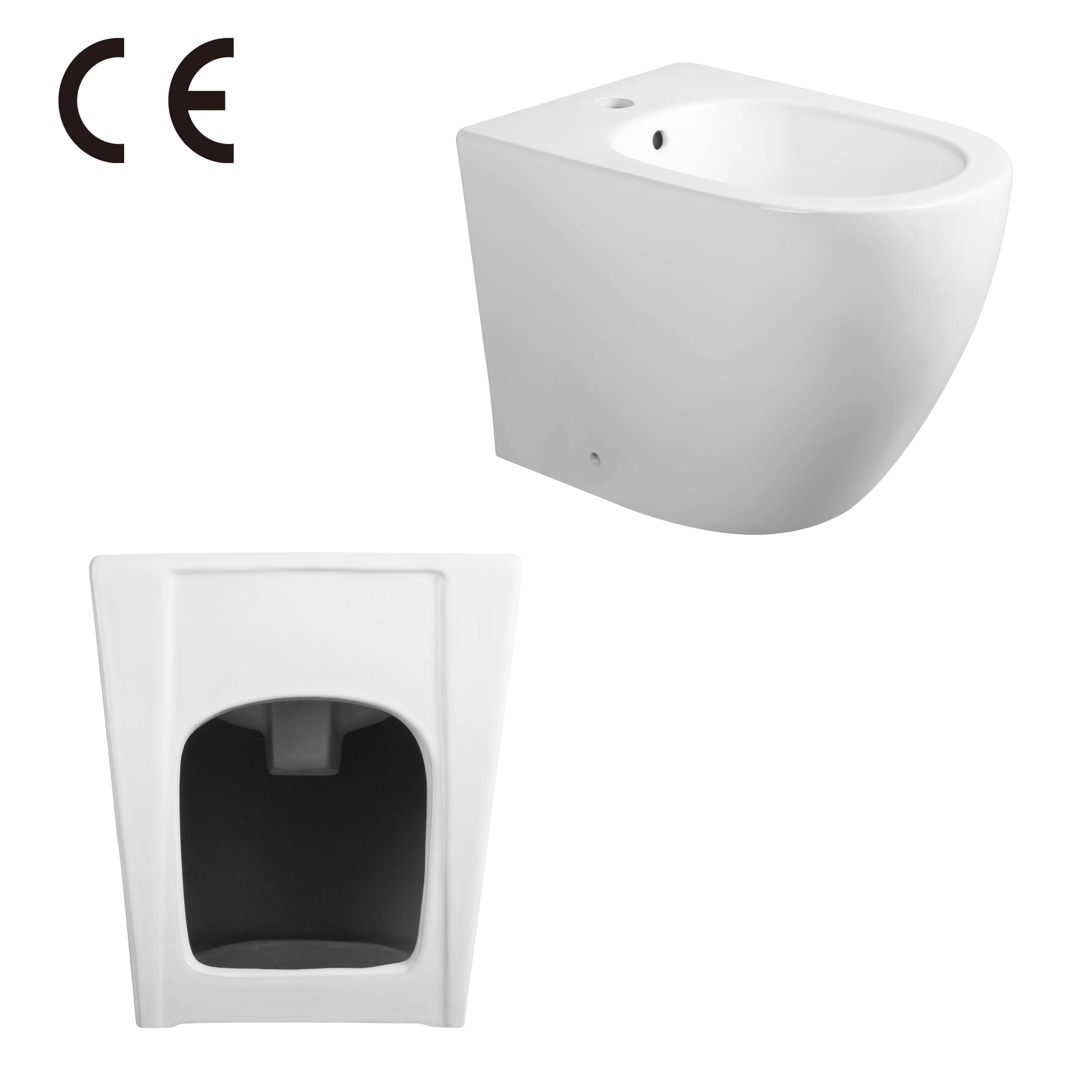CE White Gloss Round One Piece Toilet Suites Floor Mounted Bidet