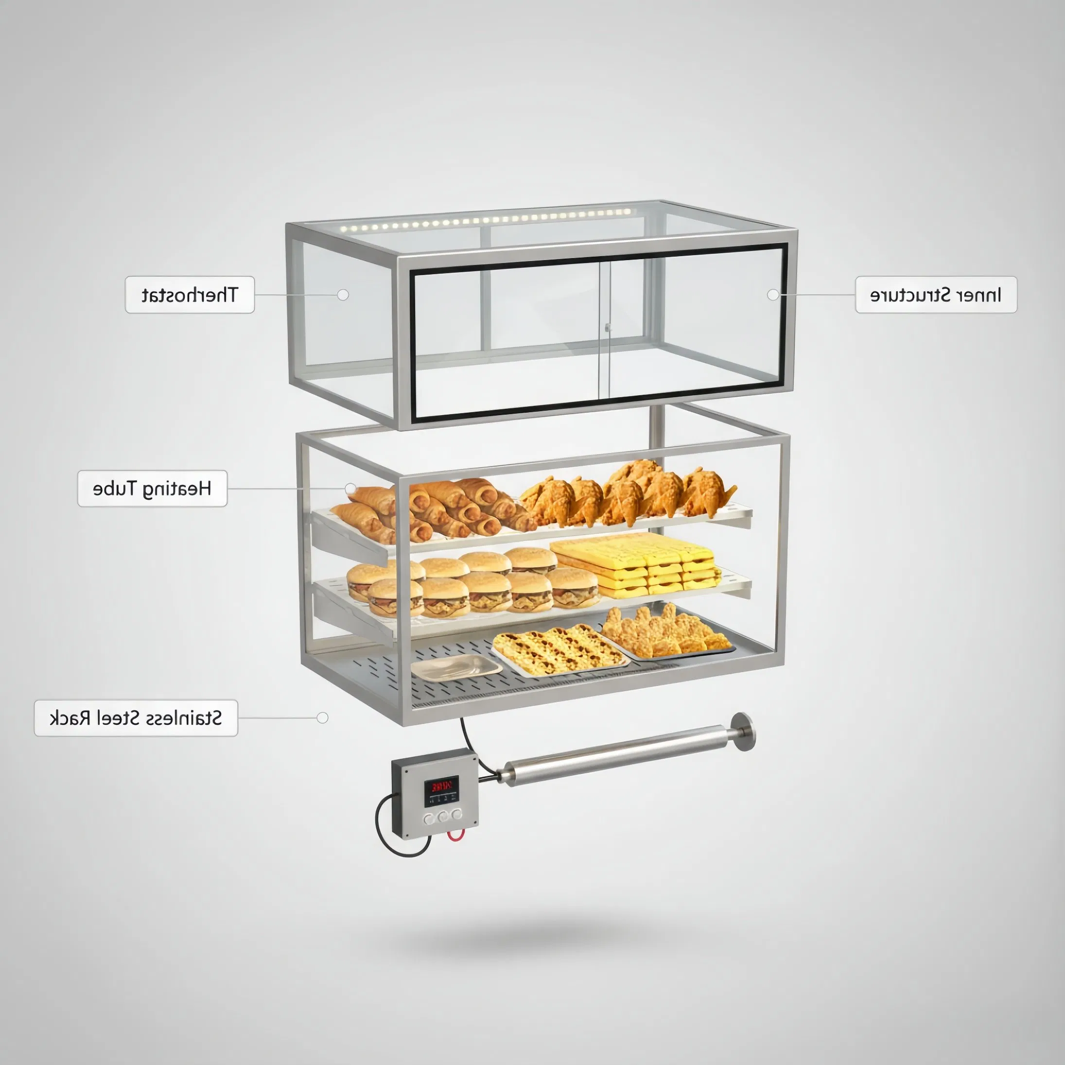 Commercial Countertop Food Display Warmer Glass Front for Coffee Shop