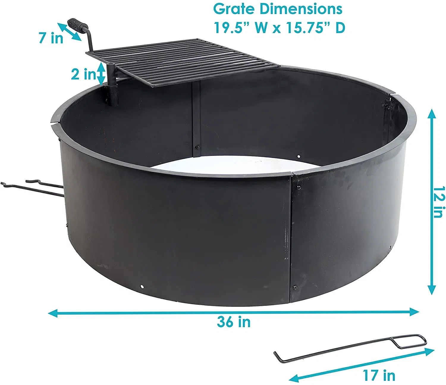 Easy to Assemble Fire Pit with Swivel Grate Round Fire Pit