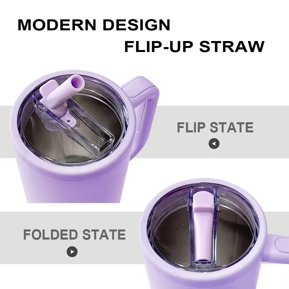 Wholesale Custom Logo Stainless Steel Leak Proof Tumbler Vacuum Insulated Coffee Mug 30oz 40oz Flip Straw Tumbler with Handle