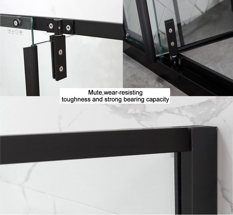 1 Shape Black Frame Stainless Steel Hinge Shower Doors Simple Shower Room for 2 Person