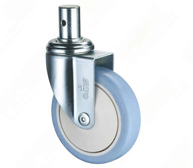 4.5 Inch Threaded Stem Chrome-Plated Bracket Medical PU Swivel Medical Caster Wheel