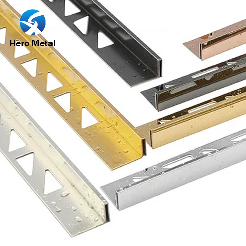 Hero Metal Light 304 Profile for Shower Room Profiles Bar Housing Profiles and Door Enclosure Stainless Steel Strip Tile Trim