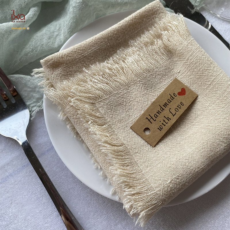 Wedding Party Beverage Decorative Personalized Dinner Logo Cotton Linen Cloth Custom Printed Table Napkins with Embroidery