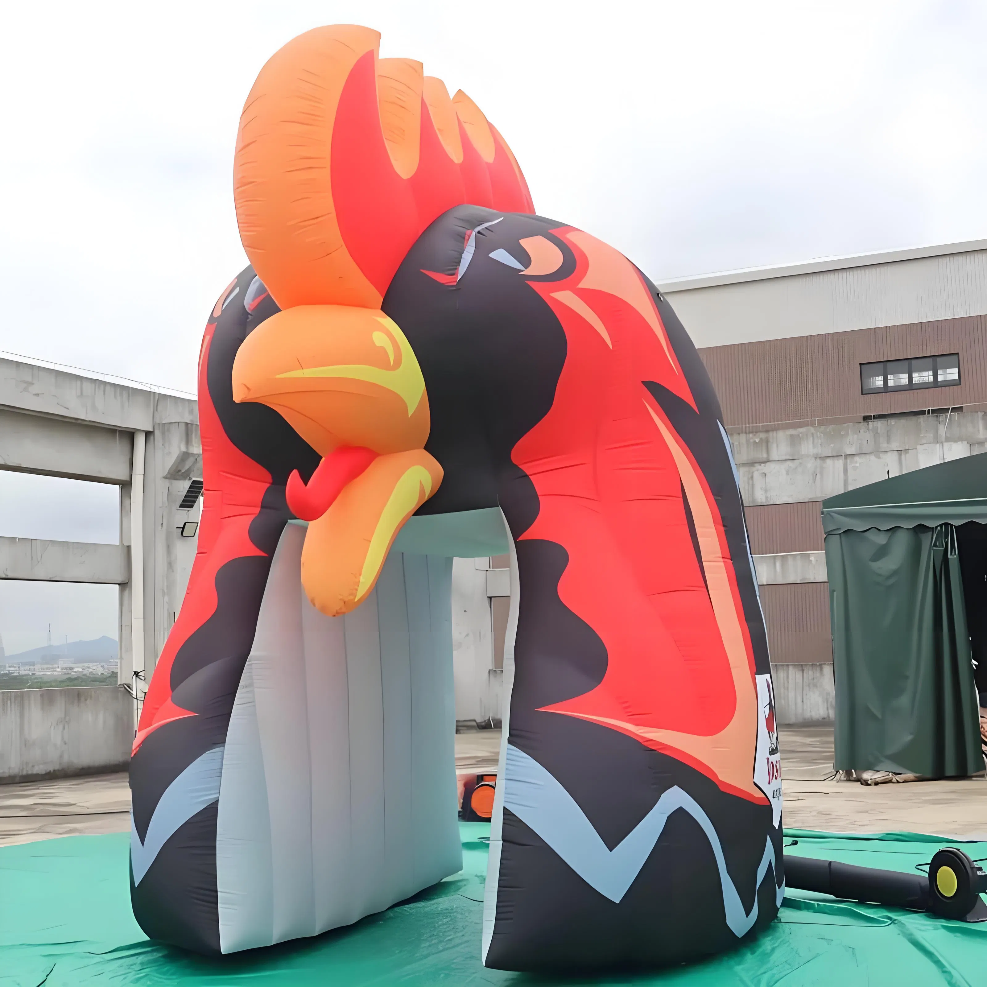 Boyi Custom Logo Printed School Sports Teams Inflatable Mascot Roosters Tunnel