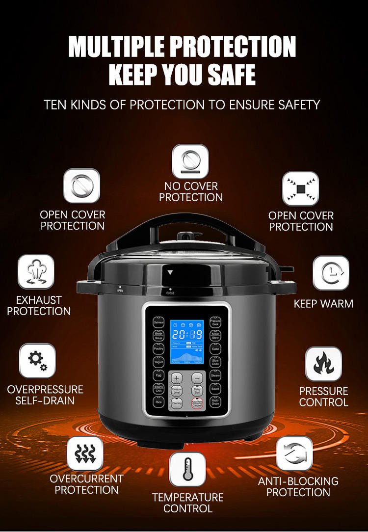 Factory Direct Sales 14-in-18lstainless Steel Electric Multi-Function Pressure Cooker with LED Display