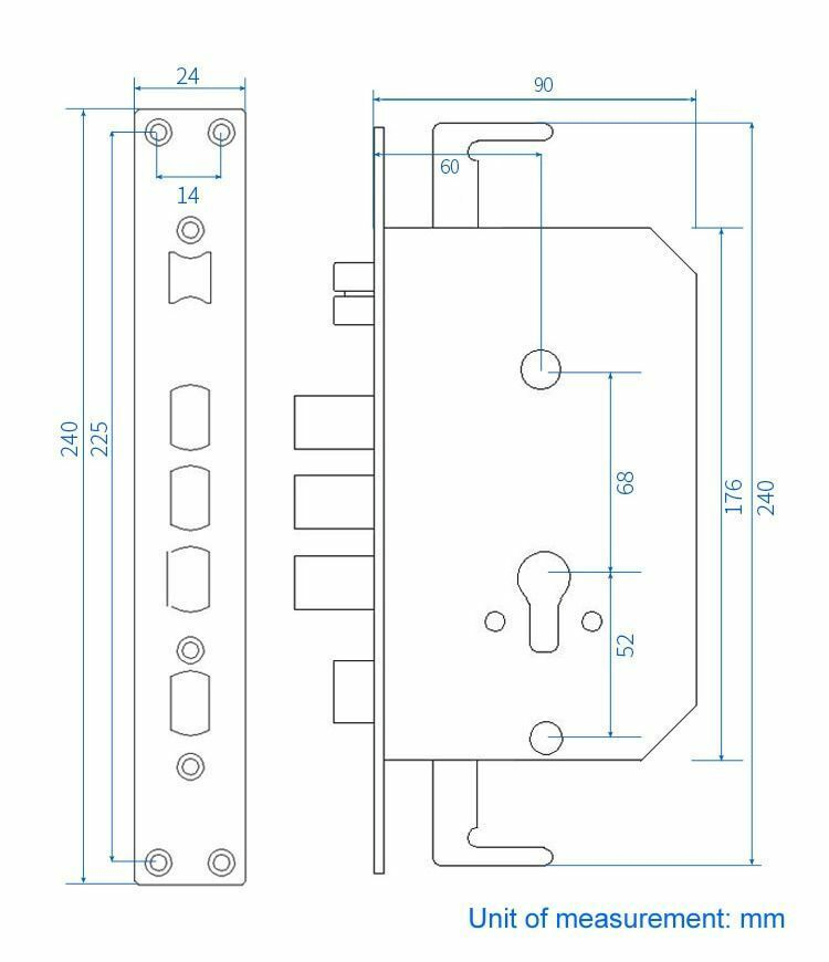 6068 Smart Lock Key & Accessories Stainless Steel Big Mortise Lock
