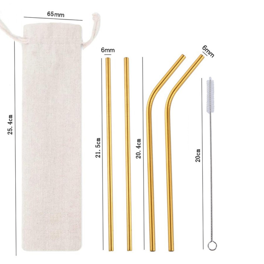 Customization 304 Stainless Steel Straw Set with Brush for Gift