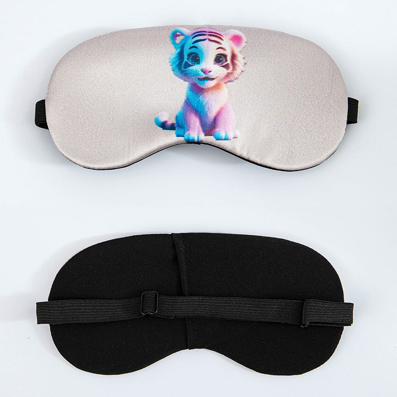 Four-Color Printed Cat Satin Eye Mask, Hot & Cold Compress, Sleep & Eye Fatigue Relief