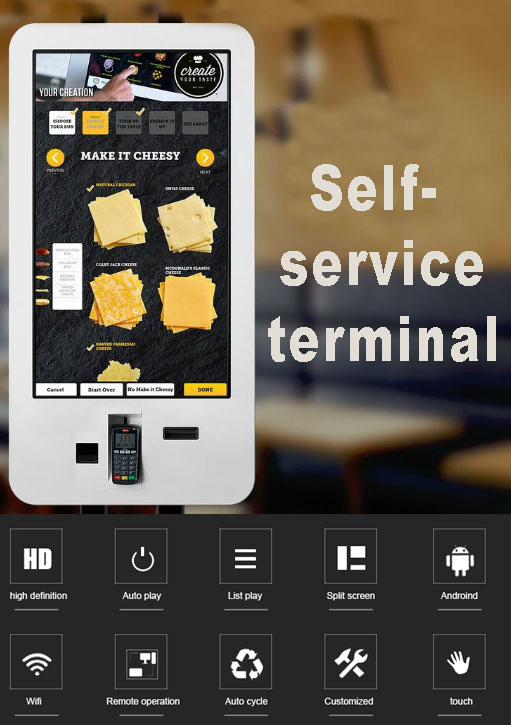 27 Inch LCD Display Digital Signage Advertising Touchscreen Monitor Payment Inforamtion Self-Service Food Kiosk