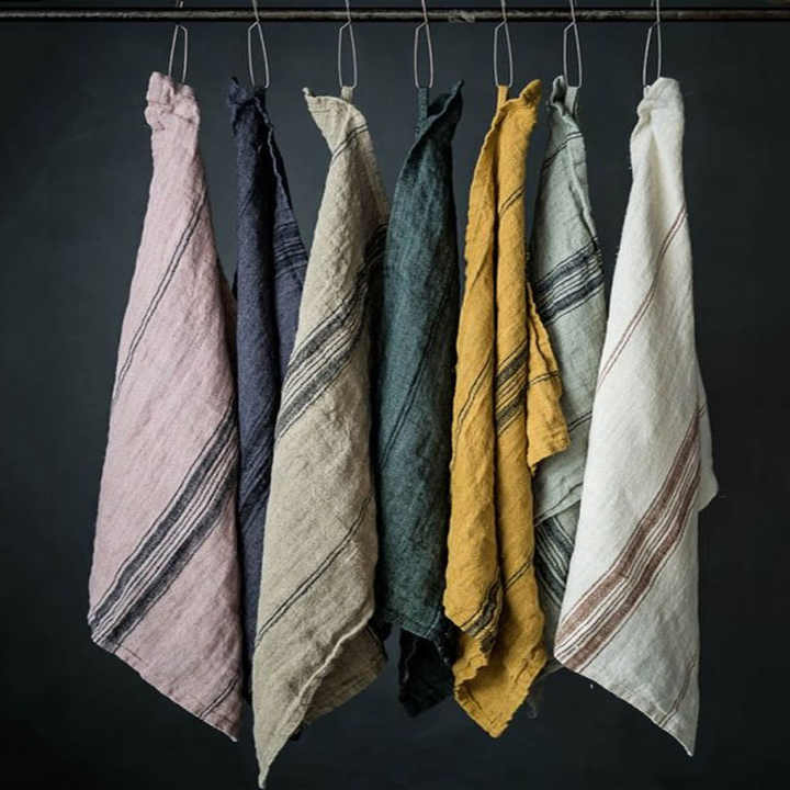 Tea Towels Handmade Linen Kitchen Towels PP Bag Woven Kitchen Textiles Natural Eco Friendly French 100% Linen Customized Size
