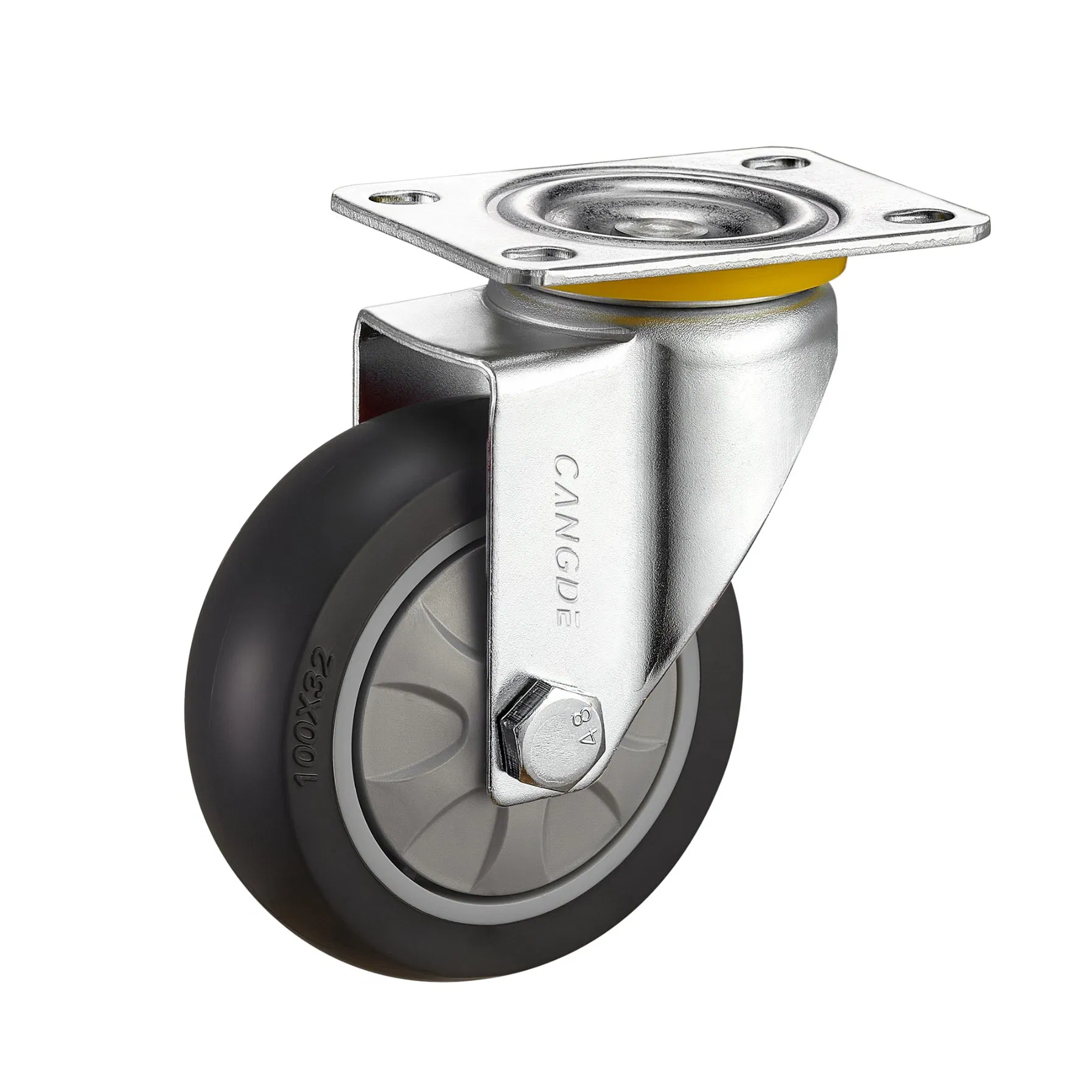 Thread Stem Swivel TPR Caster Quiet Castor Wheel for Hard Floor Casters Bolt Hole Castor Wheel