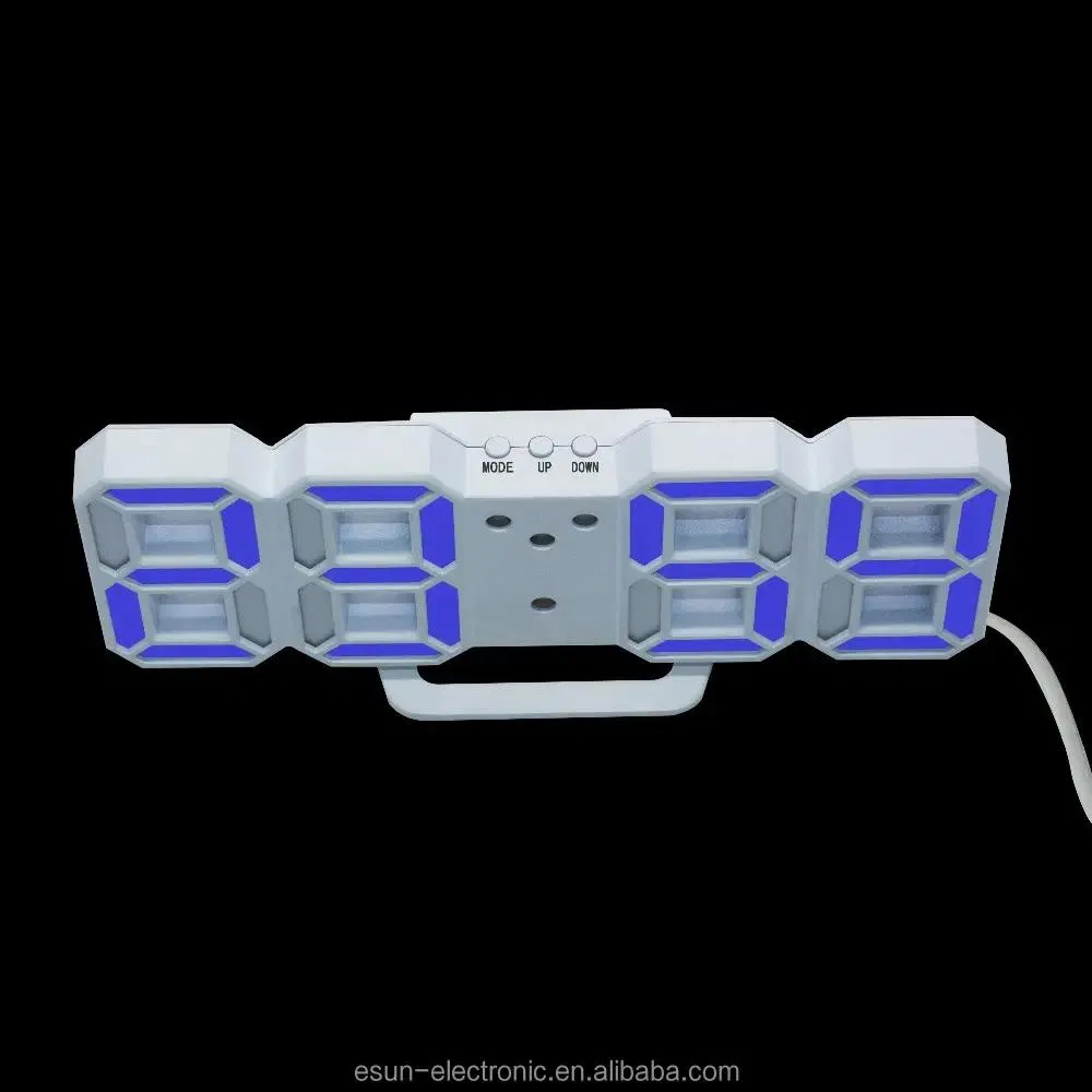 Unique Digital Weather Station 3D LED Wall Hanging Table Alarm Clock