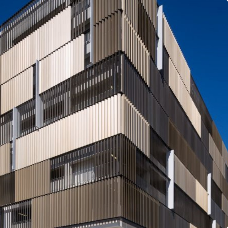 Weatherproof Aluminum Sunshade Louvers for Outdoor Facade Shading and Ventilation
