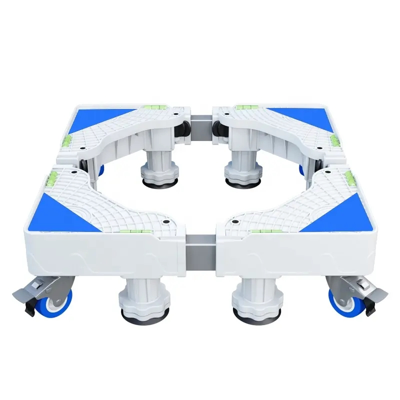 Home Refrigerator Rack Base Movable Wheels Adjustable Washing Machine Bracket Heavy Duty Triangle Floating Metal L Shape Shelf