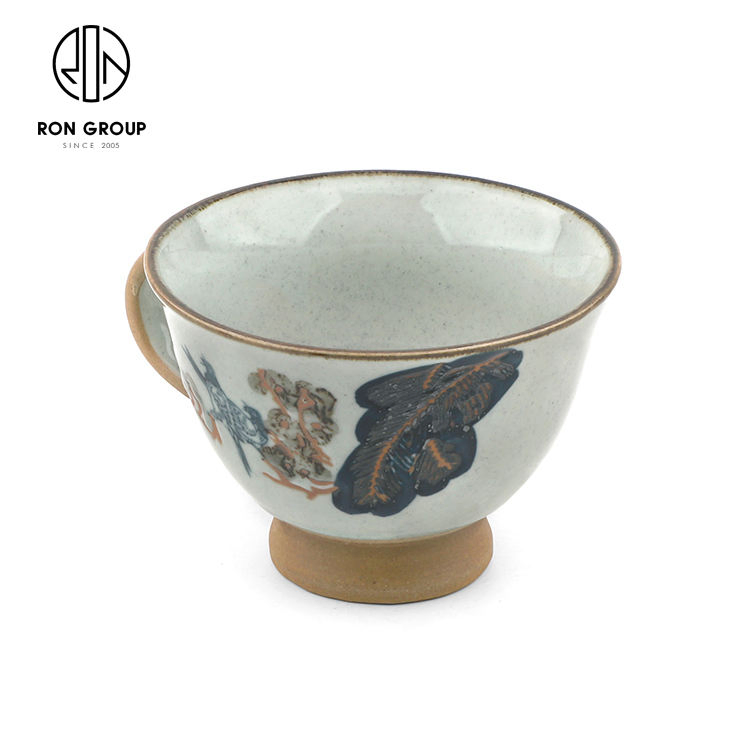 Retro Vintage Eco-Friendly Porcelain Ceramic Water Tea Coffee Cup for Cafe Restaurant Commercial Drinking Use