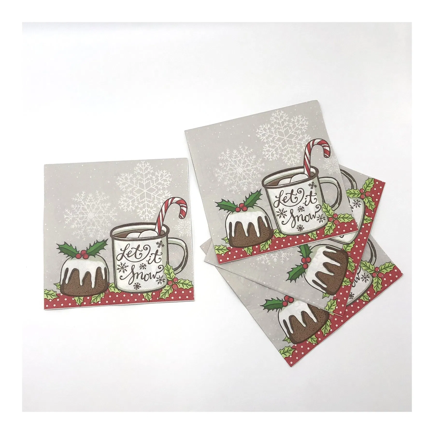 Custom Printed 2 Ply/3 Ply Restaurant Hotel Serviette Tissue Paper Wedding Party Bar Dinner White Paper Cocktail Napkin with Logo Printing