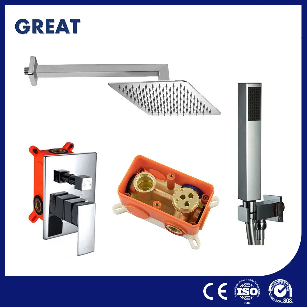 Great China Rain Shower Faucet Suppliers Portable Hot Water Shower Gl502603A501 Concealed Shower Set with Box Thermostatic 2 Handle Shower Faucet Set