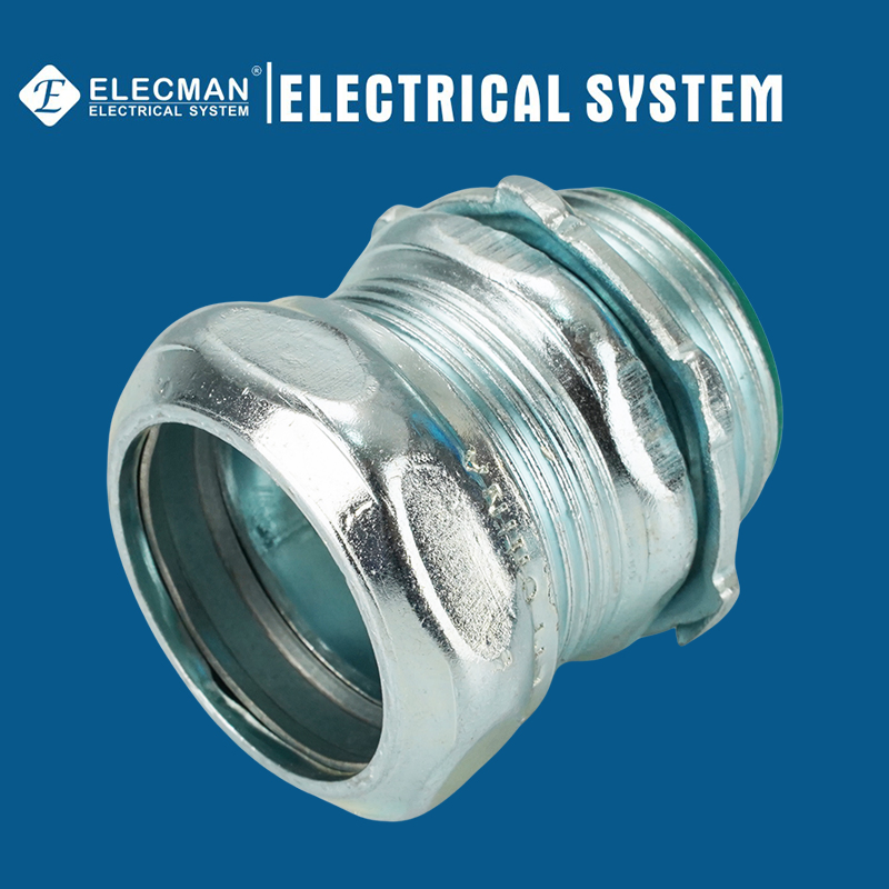 UL Listed Rigid Electrical Metallic Tube Compression Type Insulated Steel EMT Connector