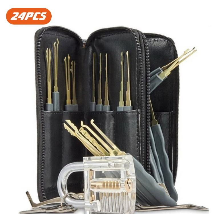 Titanium Steel 24 PCS Removing Hooks Training Skill Lock Pick Locksmith