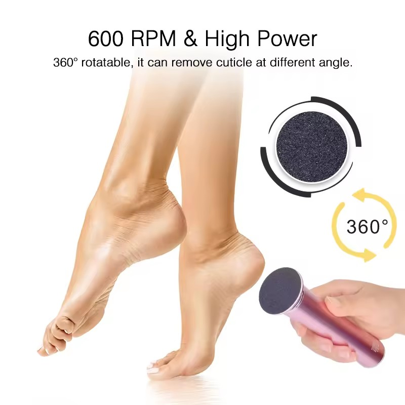 1. Electric Foot Grinder Rechargeable Battery Smooth Soft Feet Salon Home