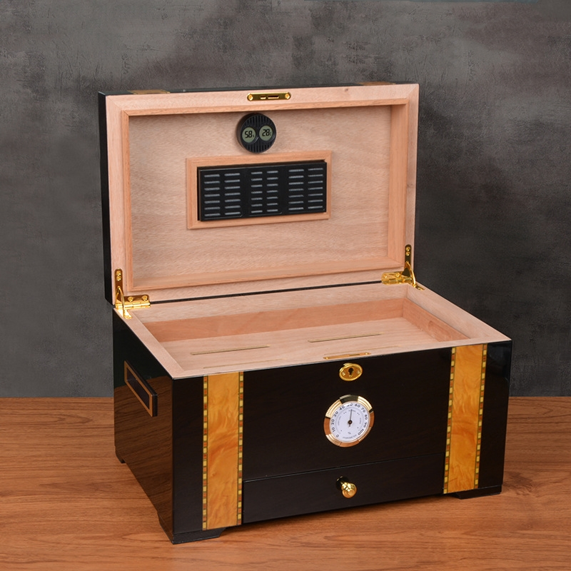 High-End Double Layers Large Capacity Wood Household Cigar Storage Humidor Cabinet Box