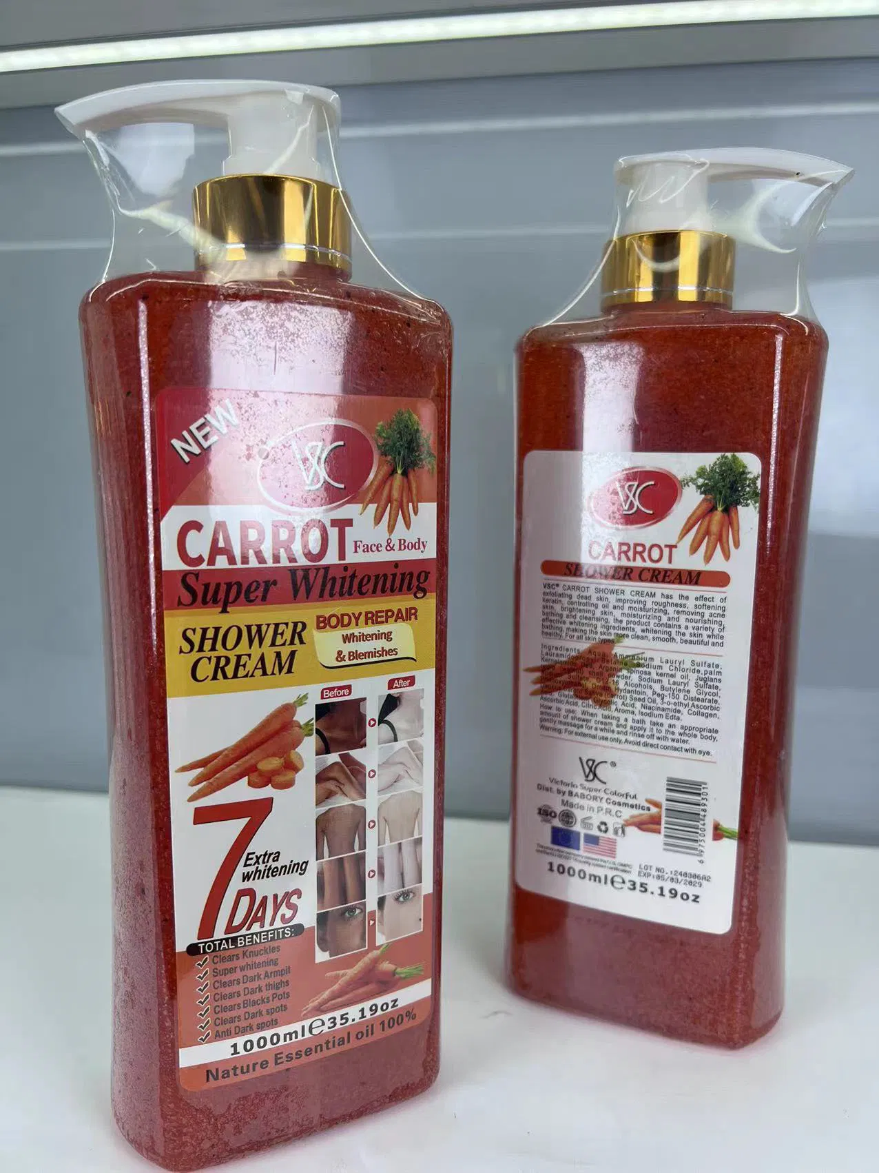 Whitening Shower Gel Turmeric Vitamin C Carrot Refresh Skin Hydrating Body Wash