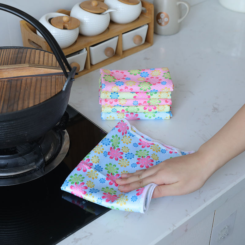 Custom Printed Lint-Free Microfiber Fish Scale Kitchen Glass Mirror Cleaning Towel