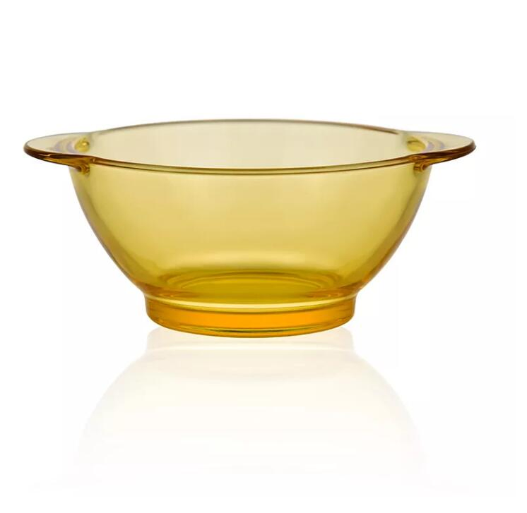 5.5inch High Borosilicate Heat Resistant Glass Oven Bowl with Handle Golden Jade Color