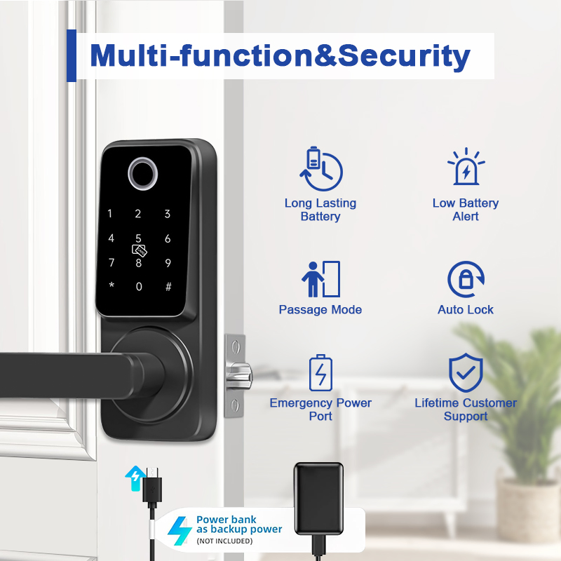 Camakt Tuya Bluetooth Smart Handle Secure Digital Door Lock for Wooden Door Cerradura Inteligente Para Puerta Smart Lock