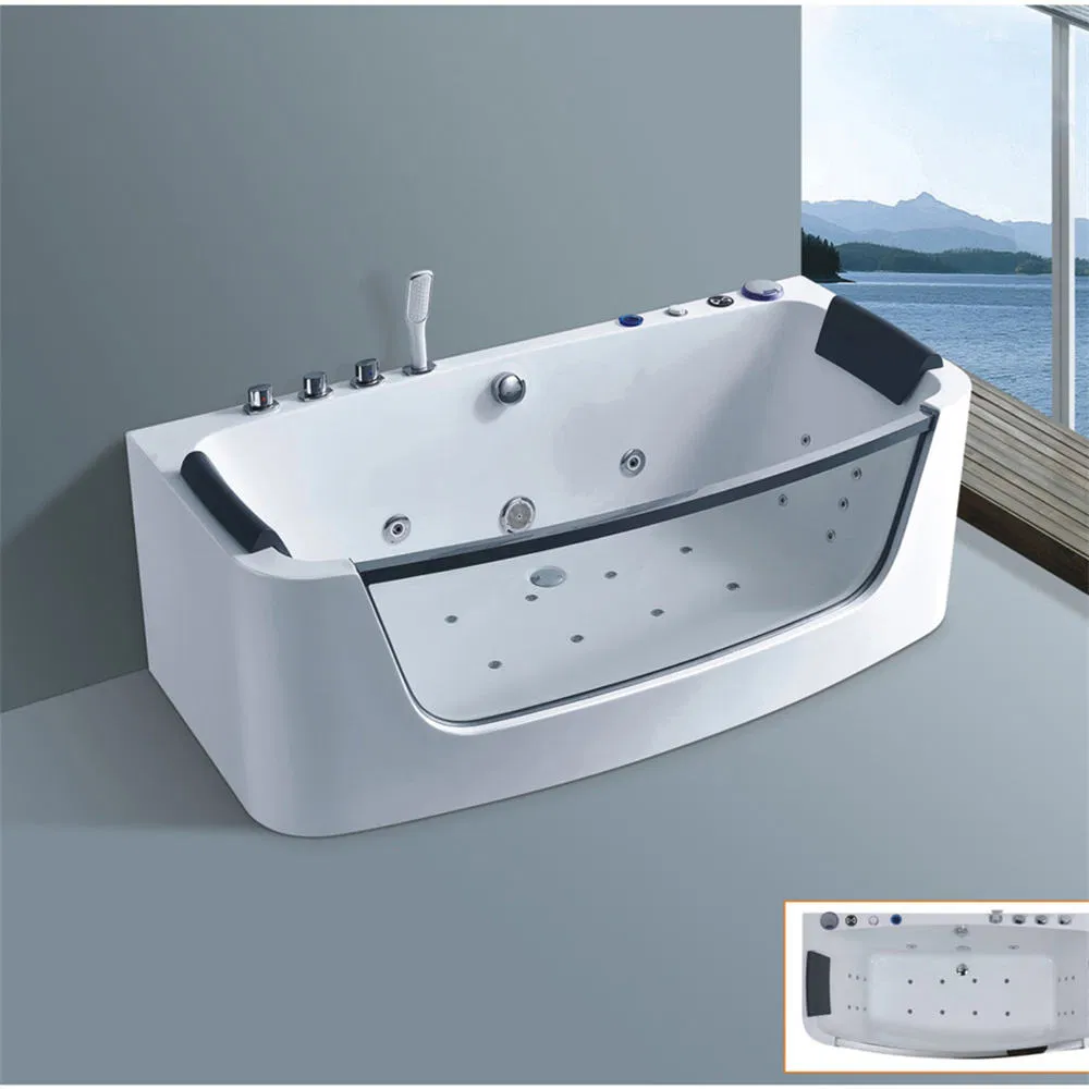 Bathtub Factory of Hot Sale White 2 Person Custom Modern Square White Acrylic Freestanding Massage Whirlpool